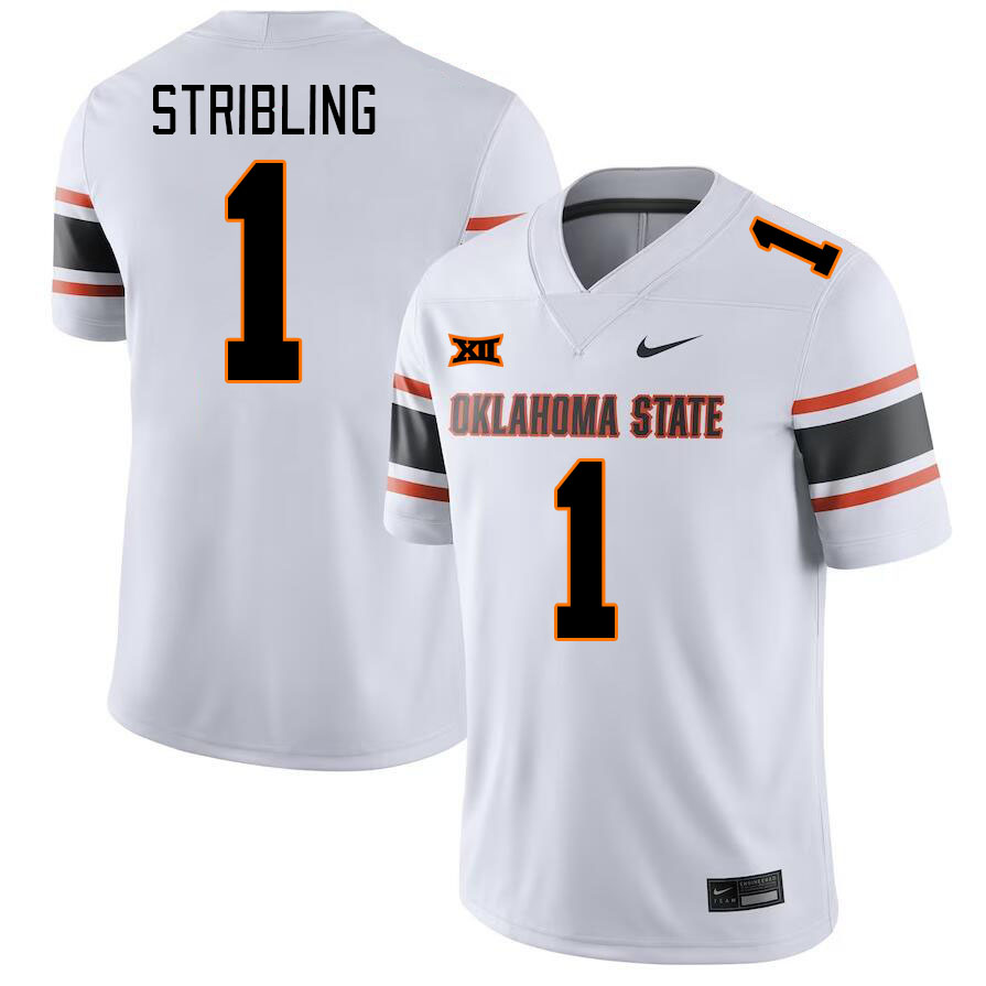 Men #1 De'Zhaun Stribling Oklahoma State Cowboys College Football Jerseys Stitched-White